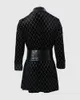 Womens elegant plaid pattern Pu leather colored lock flash jacket dress long sleeved jacket dress black elegant womens clothing 240220