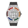 watch fashion high-grade Rainbow Square diamond Silicone Tape waterproof men's Watch