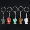 Keychains Reiki Healing Natural Semi Precious Stones Angel Shaped Pendant Energy Keychain Exquisite Jewelry Backpack Accessories Gift