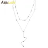 Necklaces 2023 New Women Sexy Necklace 925 Sterling Silver Double Layer Chain With AAA Cubic Zirconia Paved Necklace Y Choker Jewelry