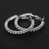 Exaggerated Stone Crystal Hoop Earrings For Women Luxury CZ Zircon Big Circle Earring Street Nightclub Jewelry