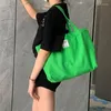 Сумки для покупок зеленого цвета, большая вместительная холщовая сумка для хранения для женщин, женские сумки на плечо, многоразовые сумки-шоппер для девочек, 2024