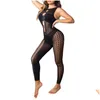 Bh's Dames Fun Diamond Mesh Kleding Y Highlighting Body Mouwloos Jumpsuit Feestoverhemden Pack Drop Delivery Dh3Ys