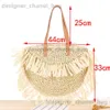 Totes Bohemian Round Tassel Mulheres Str Bag Designer Spike Papel Rattan Sacos de Ombro Grandes Bolsas Casuais Verão Praia Bolsas T240220