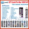Główny Uzy Crystal Pro Max 10000 Puff E Papin 20 Smaki 650 mAh ładowne lepsze vs Randm Tonrado 10K 16 ml wstępnie wypełnione zestaw Pen Pen.