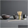 Teaware Sets Indoor Ceramic Bowl Giftset Traditional Tools Bamboo Set Handmade Tea-Making Tea Scoop Matcha 4/5Pcs/Set Birthday Drop D Dhx0V