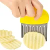 Taglierina per patate Chip French Fry Maker Pasta Verdura Frutta Piega Ondulata Affettatrice Coltello Taglierina per patate in acciaio inossidabile Utensile da cucina ZZ