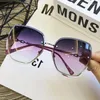 Óculos de sol moda sem aro quadrado para mulheres 2024 marca designer óculos de sol vintage tons feminino rosa óculos gafas de sol