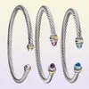 Bracelet de mariage à la manche Crystals Crystals Two Color 18K Gold Plated Wire Corde Simple Open Love Charmed Bracelets 5 mm 4 mm Design Hip Hop2802763
