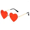 Sunglasses Women Vintage Rimless Heart Metal Frame Heart-Shaped Sun Glasses Fashion Hippie Eyewear For Party Cosplay Costume