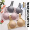 BRAS Front Button Type Sexig Brassiere Anti-sagging samlade ingen stålringdamer Mor Stor storlek tunn sektion underkläderbh