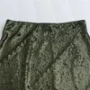 Rokken TRAF Midi Pailletten Rok Vrouwen Groen Glitter Hoge Taille Vrouw Elegant Lang Voor Mode 2024 Vintage