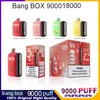 Bang Box 18000 9000 Слойка 18k Одноразовые Vapes Pen Электронная сигарета 0% 2% 3% 5% Перезарядка испарителя Сетчатая катушка Vape Pen 9k Puff 18000