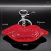 Porte-clés Y2K Lèvres rouges Porte-clés pour femmes fille argent couleur strass mode alliage porte-clés sac accessoires bijoux cadeau petite amie