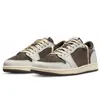 Med Box Jumpman 1 Låga basketskor 1s Olive Reverse Mocha Black Phantom Bred Toe Panda Mens Trainers Women Sneakers Sport