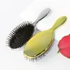 Escova luxuosa de cerdas douradas e prateadas, escova de cabelo em formato oval, pente de cabelo antiestático 230208