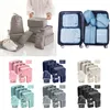 Sacs de rangement E5BB 10pcs Organisateurs de bagages Pochettes Cube d'emballage pour valises avec cordon et fluide de voyage