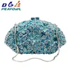 EMBRAGUE 131DG PEAFOWL Moda Diamante de lujo Mujer Bolso de noche Monederos de flores de cristal sólido Cadena Cartera de boda Embragues Bolsas 240219