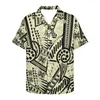 Mens Casual Shirts Polynesian Tribal Samoan Totem Tattoo Samoa Prints Vintage Street Short Sleeve Summer Thin Material Hawaiian Shirt