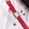 Роскошные золотые женские часы Heremes, комплект из пяти предметов, лучший бренд, 32 мм, дизайнерские наручные часы с бриллиантами, женские часы для женщин, подарок на День святого Валентина, Рождество, красный цвет