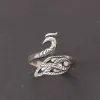 Pulseiras reais 990 prata esterlina pulseiras e pulseiras para mulheres sólido phoenix pavão abertura ajustável tipo elegante jóias animais
