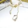 قلادة Glseevo Shining Butterfly Pearl Long Chain Double Prendant Necklace Women Luxe Personality Party Gifts GN0413