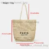 Totes Casual Hollow Str Designer Letters Paper Woven Women Shoulder Bags Handmade Summer Beach Handbag Large Capacity Purse T240220