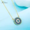 Подвески KALETINE, ожерелье из стерлингового серебра 925 пробы, Очаровательный круглый кулон, ожерелье сглаза, женское ожерелье с проложенным синим цирконием, удача, турецкие ювелирные изделия