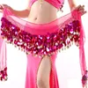 Scene Wear Women Belly Dance Hip Skirt Scirf Wrap Belt Glitter Sequins Tassel Halloween Performance Costume