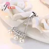 Chains Fashion Austrian Crystal White Pearl Pendant Necklace Jewelry Classic Wedding Dress 925 Sterling Silver Swing Shaped