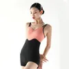 Vêtements de scène Couleur Correspondant Double Sling Camisole Gymnastique Danse Adulte Pratique Ballet Body Costume de Ballerine