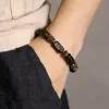 Braccialetti Striscia trasformata a mano Bracciale ebano Bracciale per vecchia trama convessa concava concava martellata Black Gioielli in legno Black Uomini Donne Individuo