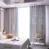 Curtain Double Layer Hollow Stars Blackout Curtains for Kids Room Sheer Curtains for Living Room Girls Bedroom Window with White Tulle