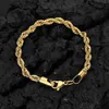 18K Gold Plated Rope Chain Bracelets Stainless Steel Bracelet for Women Men Golden Fashion Clasic Twisted Rope Chains Charm Jewelry Gift 3 4 5 6mm