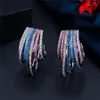 Bunte AAA-Kubikzirkonia-Creolen-Designer für Damen, Party, Kupferschmuck, Silber, 18 Karat vergoldet, Voll-CZ-Ohrringe, Valentine340R