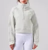 LU-88248 Yoga Scuba-hoodie met halve rits Duimgat Dikke capuchon Sport Gym Fitness Damesjas Trui