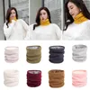 Scarves 2024 Winter Knitted Scarf Thicken Wool Fur Cashmere Snood Neck Warmer Outdoor Ski Mask Windproof Ring