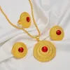 Collier boucles d'oreilles ensemble Anniyo éthiopien rouge/bleu/vert pendentif colliers anneaux Habesha érythréen africain dot de mariage #193216