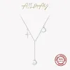 Hängen Ailmay 100% 925 Sterling Silver Personality Charm Star och Moon Pendant Necklace for Women Engagement Jubileum Jewelry Gift