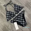 Sexig bikini designer badkläder kvinnor modeparty strand halter hals delad baddräkt