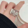 Luo Family's Niche Design Mooncake Hollowed Out Square Diamond Inlaid Ring for Women Light Luxury High-end Feeling Heavy Industry Unique Personality