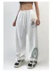 Pantaloni da donna HOUZHOU Hip Hop Y2K Pantaloni sportivi bianchi Donna Harajuku Streetwear Graphic Baggy Sport Oversize Casual Wide