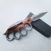 Tiger Finger Fist Set portatile pieghevole Manico in legno massello Coltello squisito per sopravvivenza all'aperto e autodifesa in acciaio inossidabile 457627