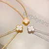 Hoge kwaliteit Van Clover ketting Designer Four Leaf Hanger Siciliaans licht Luxe hanger Dubbelzijdig Four Leaf Grass Gold Kleine eenvoudige Mini Lucky Collar Chain