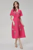 Women's Dress V Neck Short Sleeves Embroidery Sequined Fashion Casual Mid Vestidos