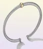 Bracelet de mariage manchette femmes cristaux deux couleurs plaqué or 18 carats câble métallique simple ouvert amour Bracelets charmés 5mm 4mm Hip Hop Design1243769