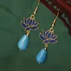 Boucles d'oreilles pendantes Vintage mode délicate fleurs cloisonnées MYWINY pierres naturelles bijoux ethniques