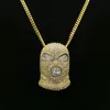 Pendant Necklaces Personality CS Cap Pave Full Rhinestone Masked Necklace Gold Filled Men Hip Hop Rock Jewelry238h