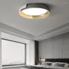 Plafonniers Moderne Minimaliste Silencieux Vent Bois Texture Led Lustre Pour Chambre Étude Loft Salon Fer Circulaire Lumière Ronde