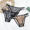 Kvinnors trosor sexiga leopardnätbikini remmar informerar kvinnor underkläder transparent se genom brasilianska tanga fräck underkläder flicka